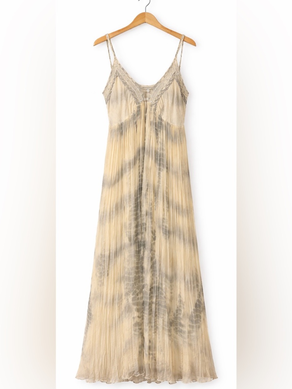 🌿 MES DEMOISELLES Paris Boho Luxe Pleated Designer Maxi Dress | FR 38 (US 6) S/M